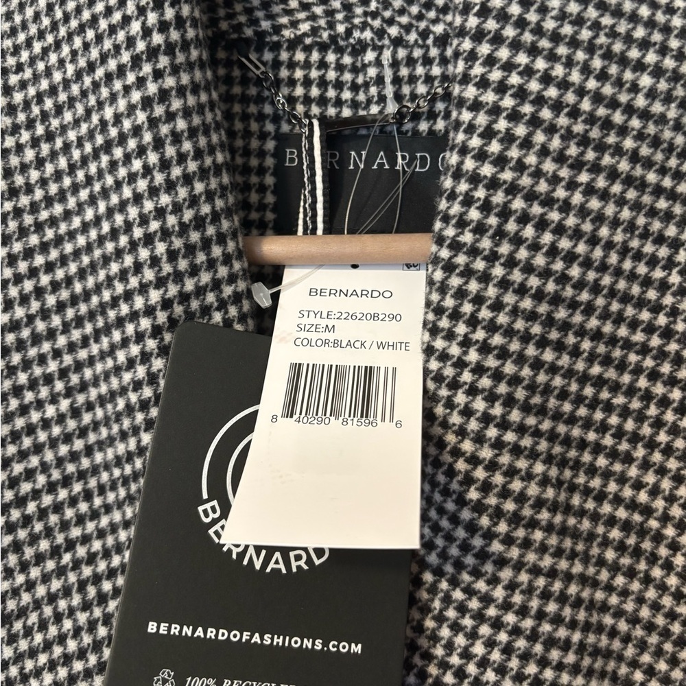 🤍 Bernardo Houndstooth Longline Coat – NWT, Size M 🖤 - Picture 6 of 9